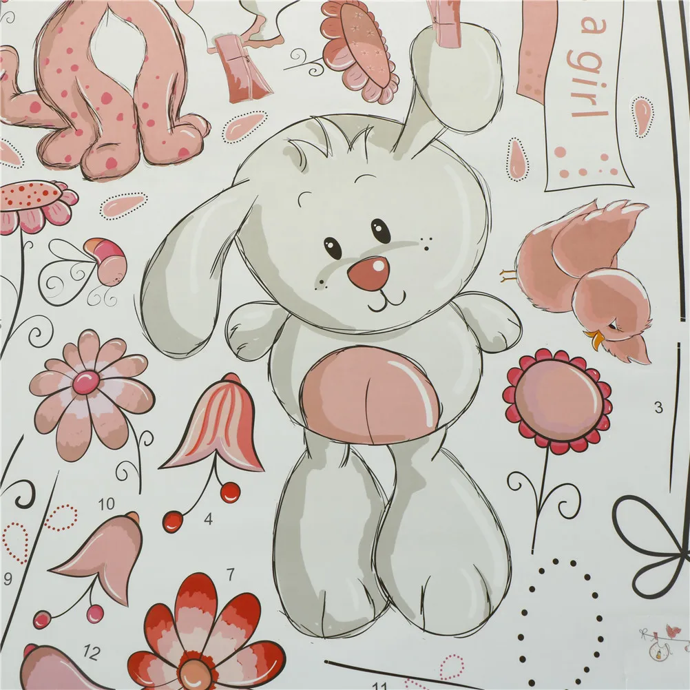 Розовый мультяшный Кот Кролик цветок Наклейка на стену комнаты зонтик классная