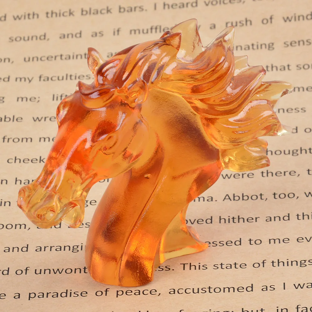 Китайская Янтарная голова лошади фэн шуй Liuli искусство и коллекционный подарок
