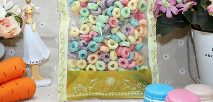 

100Pcs/Lot Ziplock Food Pouch Food Packaging Reusable Clear Plastic Bag Food Storage Bags Smell Proof Candy Tea Gifts