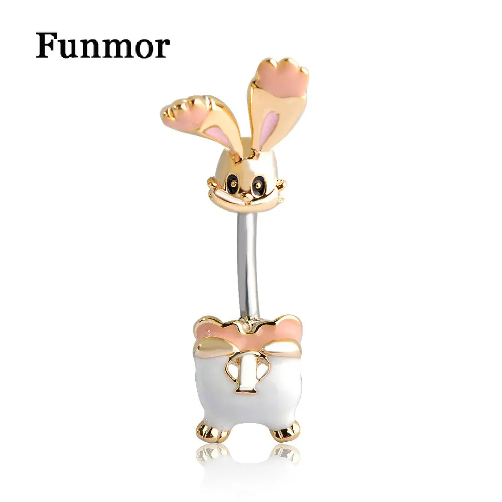FUNMOR эмаль Sexy Body животное золотого цвета пупка пирсинг из нержавеющей стали в
