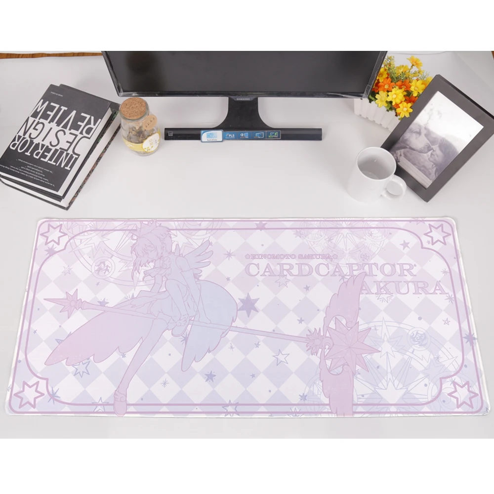 

Anime JK Cardcaptor Sakura Kinomoto Sakura Cosplay Mouse Pad Mat Rubber Mousepad 40*90cm Large Size Pink Gift