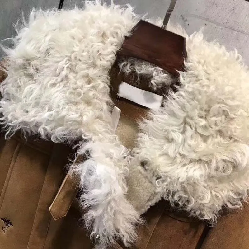 Женское зимнее пальто с вышивкой повседневная куртка из 2018 кожи овечьим мехом