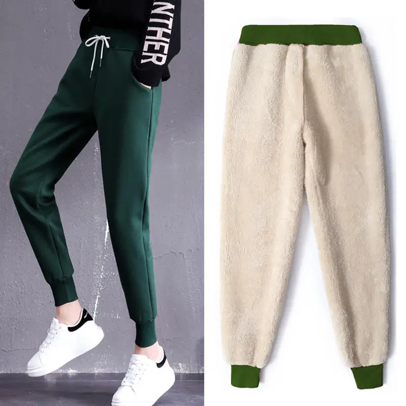 Зимняя куртка Для женщин Pantalon Femme плюс бархат утолщаются овечья шерсть впитывает пот и Штаны повседневные штаны-шаровары свободные длинные брюки Для женщин C5144