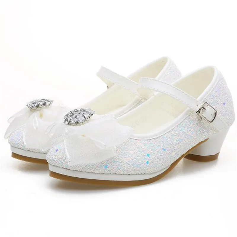 

New Girls High-heeled Shoes Princess Children Leather Shoes Rhinestone Dance Shoes Student Baby Toddler Kids Shoes 041