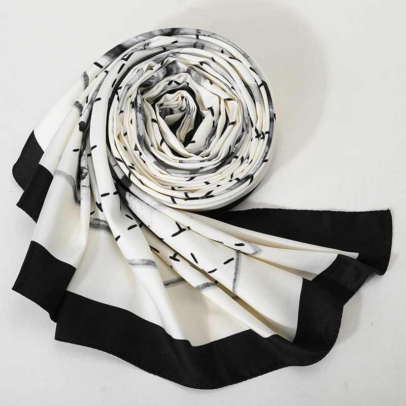 

[FEILEDIS] 100% Silk Scarf Women Large Shawls Print Stoles Square Bandana Luxury Brand Kerchief Scarf Female ASN22