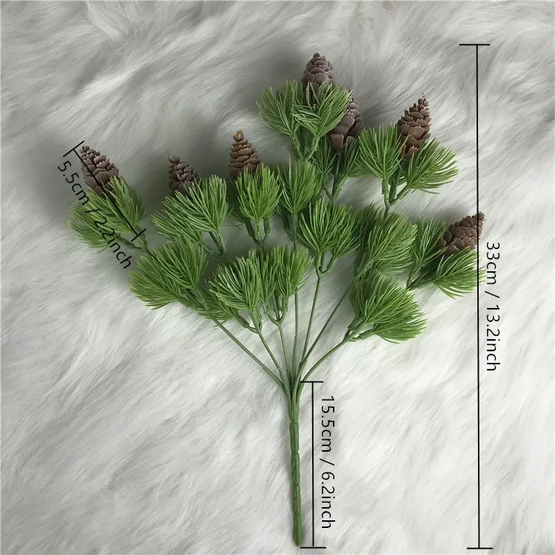 7 Branches Artificial plant pine cone grass decoration single branch Plastic Leaves Home Wedding Christmas Decor | Дом и сад