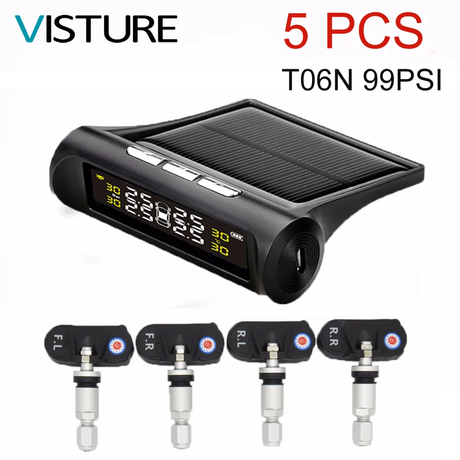 5 шт. в партии Солнечная энергия TPMS автомобильная система контроля давления шинах