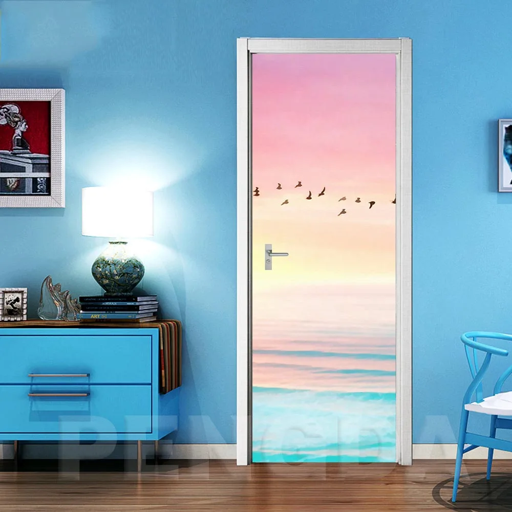 DIY Фреска водонепроницаемые обои самоклеющиеся водные двери стикер холст печать картина ремонт новая Спальня украшение дома