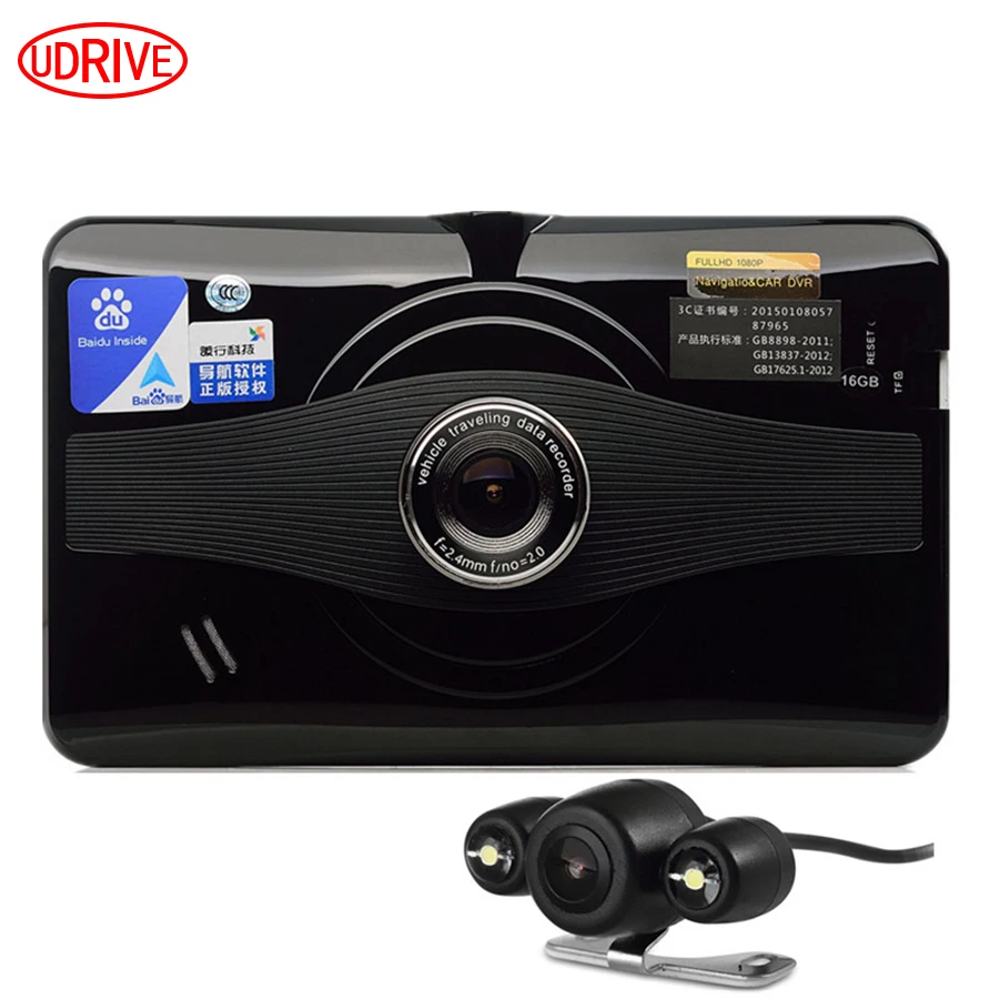Udricare 7 дюймов GPS Android навигации видеорегистратор Регистраторы 16 ГБ Полный HD1080P