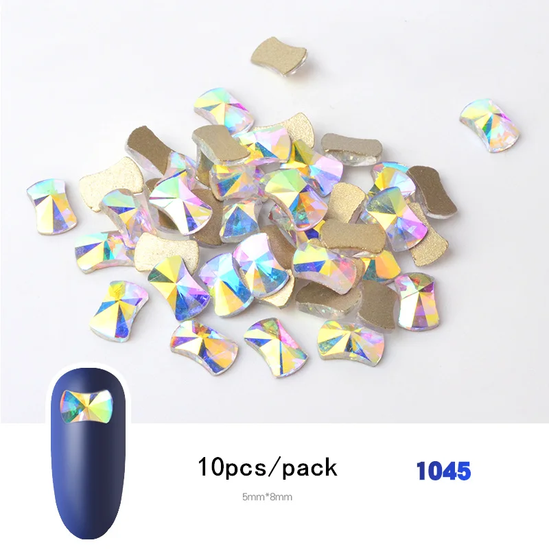 1045 10 шт, блестящие цветные 3D Стразы для дизайна ногтей, плоские с оборота стеклянные драгоценные камни, ювелирные изделия, 30 стилей, аксессуары для дизайна маникюра - Цвет: 1045