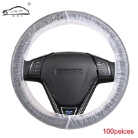 100pcslot universal disposable plastic steering wheel cover white plastic steering wheel cover 4s shop dedicated