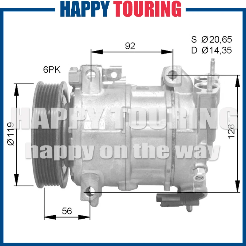 5SEL12 6SEL16C A/C компрессор для PEUGEOT 308 508 CC RCZ SW 9659875480 9676443980 9676862380 9689079880 93030202 648739 6453WF