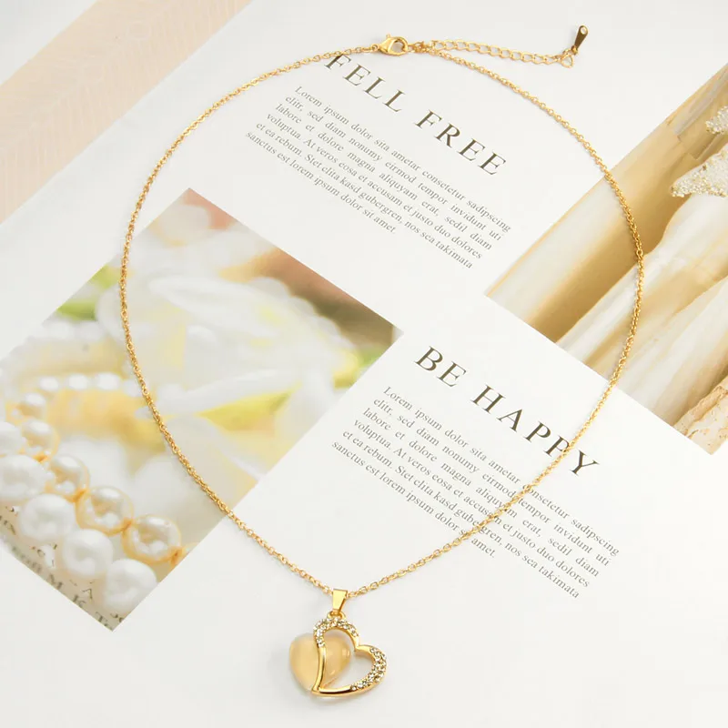 Женский ювелирный комплект из колье и сердца с опалом|Ювелирные наборы| |