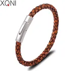 Популярный мужской кожаный браслет XQNI по акционной цене, многоцветный стальной цветной браслет из нержавеющей стали, Прямая поставка