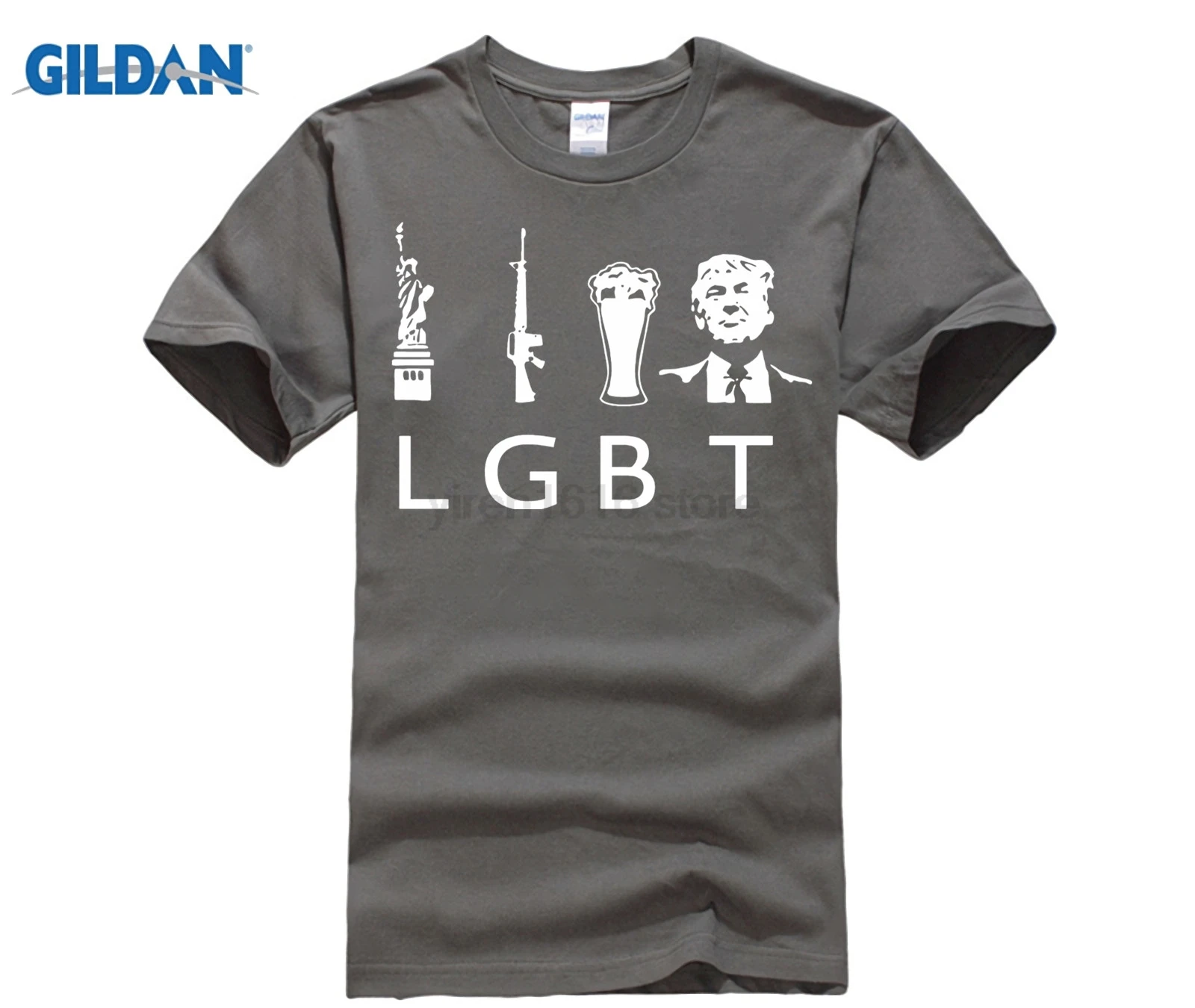 Забавные футболки GILDAN Awesome Liberty guns Beer Trump Повседневная футболка с круглым вырезом