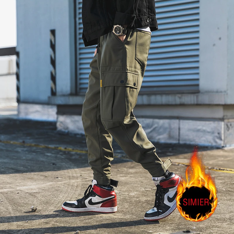 Японский стиль мульти карманы флисовые утолщенные модные брендовые эластичные