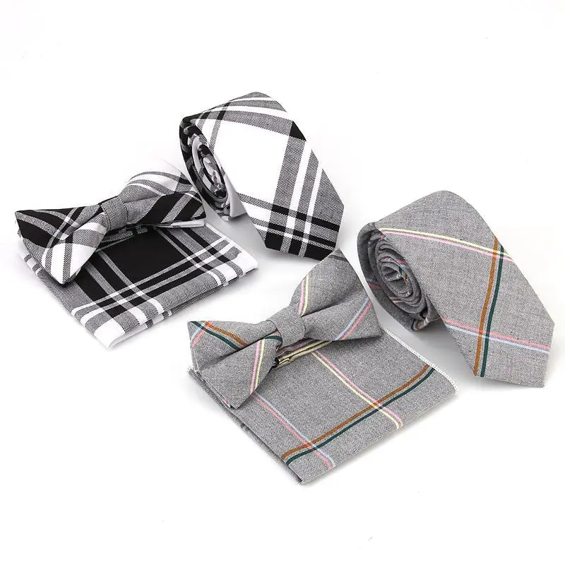 

Fashion Cotton Ties for Men Detachable Collar Pocket Square Neckties Mens Ties Set Wooden Bow Tie Detachable Collar