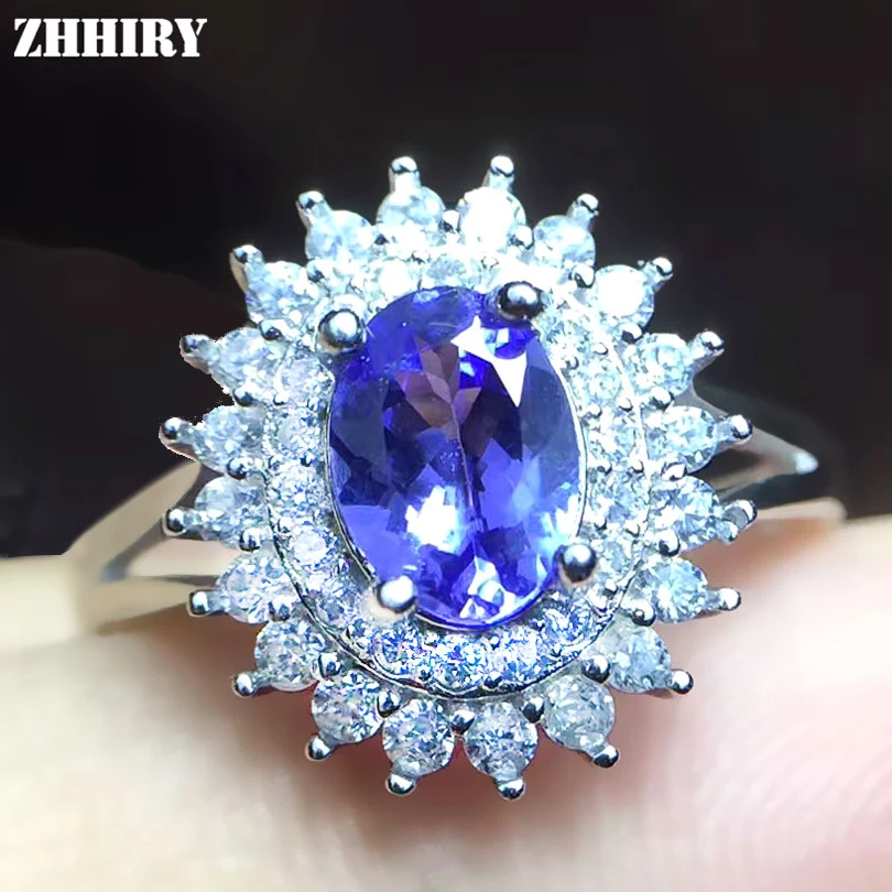 Женское кольцо из серебра 925 пробы с натуральным танзанитом|ring for|rings for women925 sterling