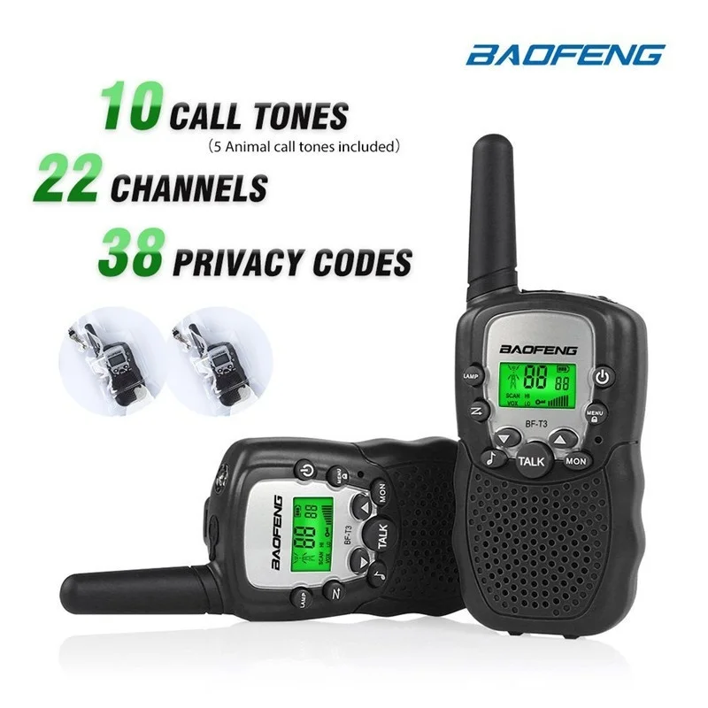 Портативная рация Baofeng компактный приемопередатчик 22 канала 10 тонов вызова BF T3