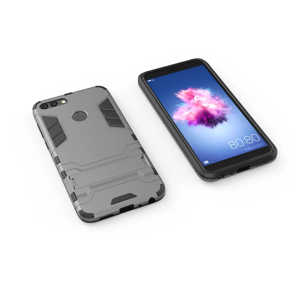Двухслойный Гибридный Прочный чехол с подставкой для Huawei P Smart / Enjoy 7s Мягкий ТПУ