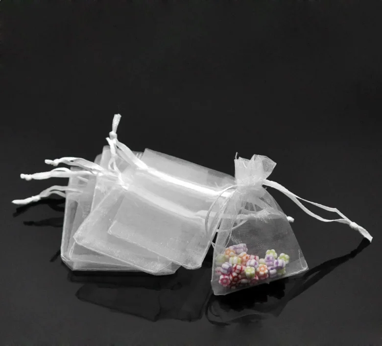 Бусины Из Органзы doreenbeads Organza ювелирные сумки тянущиеся прямоугольные белые 7x5 см