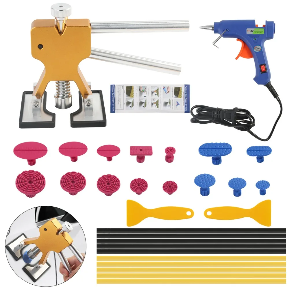 

Auto car Body Paintless Dent Removal Tools Kit Glue Gun Dent Lifter Bridge Puller Set For Car Hail Damage And Door Dings Repair