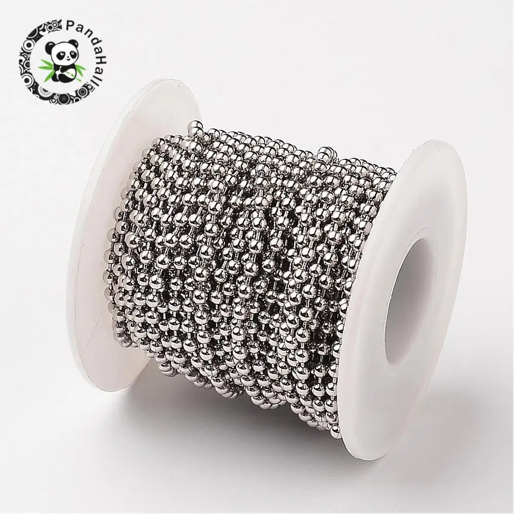 

304 Stainless Steel Ball Chains, Soldered, Stainless Steel Color, 3mm