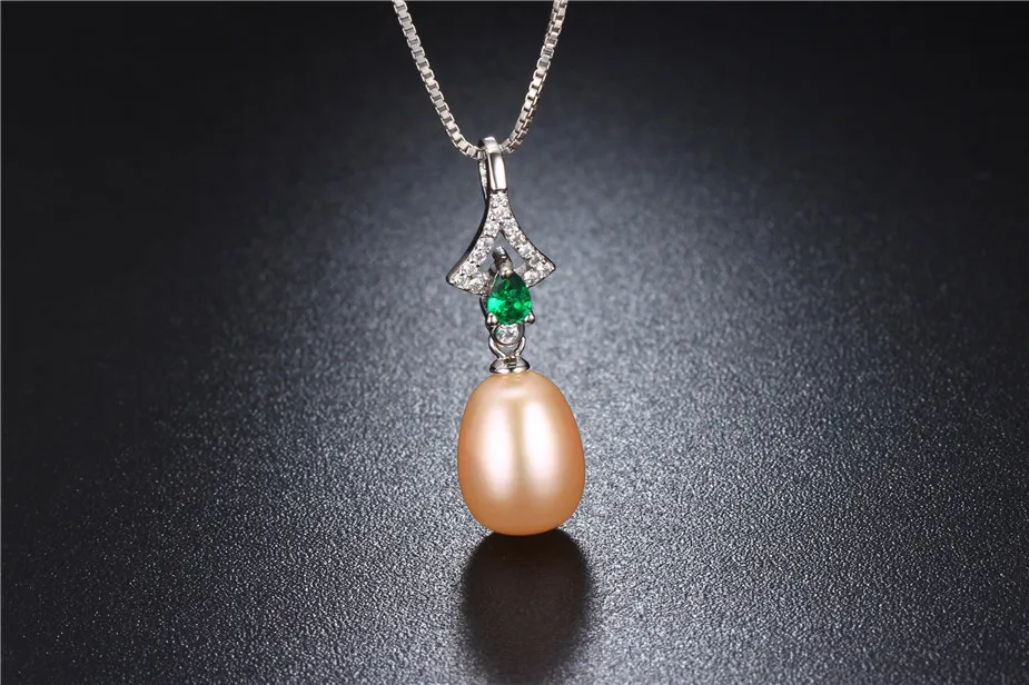 

New Arrival Luxury 925 Sterling Silver Green Zircon Pendant Necklace for Women Wedding Fine Jewelry, Drop Pearl Necklace Pendant