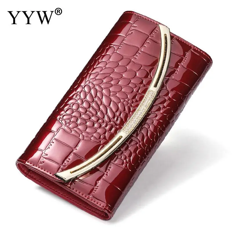 wine red color 6 цветов для оптовой продажи, деловой Женский кошелек из кожи аллигатора, кожаный золотой кошелек, женский клатч, стразы, черные длинные кошельки - Цвет: wine red color