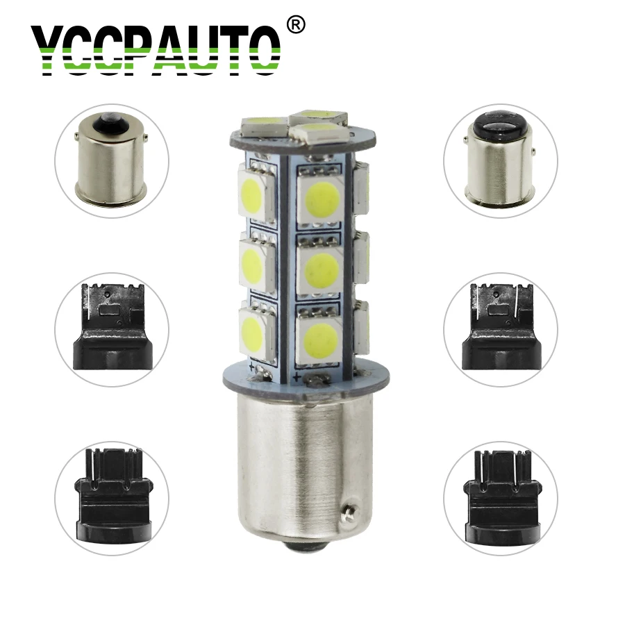 YCCPAUTO BA15S BAY15D 7443 3156 3157 7440 белый светодиодный светильник задний указатель поворота автомобиля Резервное копирование лампа 1156 1157 T20 T25 5050 18SMD DC12V