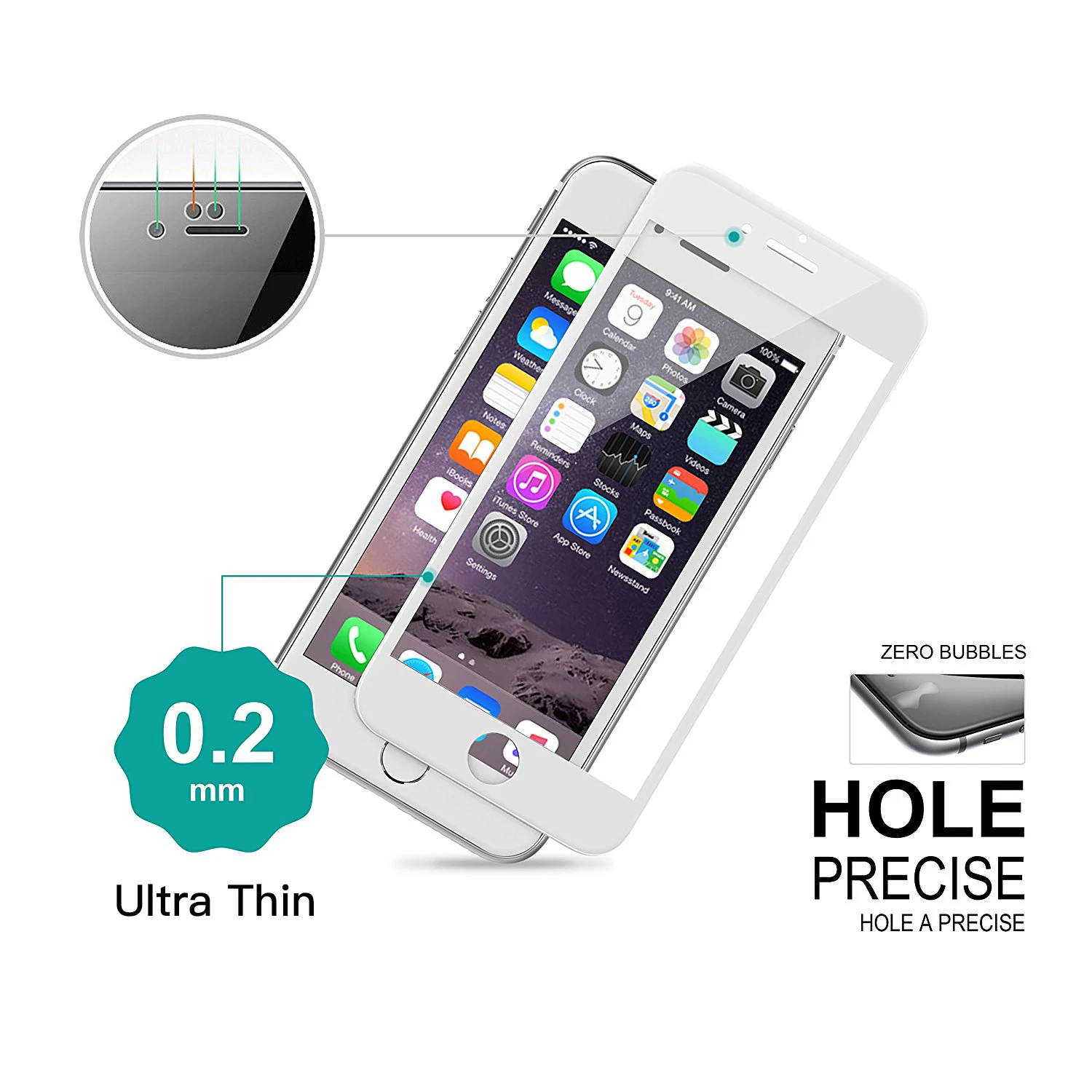 Buy 1 Get Free !!! Roybens Soft Edge 3D Curved TPU Case Cover For iPhone 6 6S 7 Plus Temper Glass Screen Protector Clear Film |