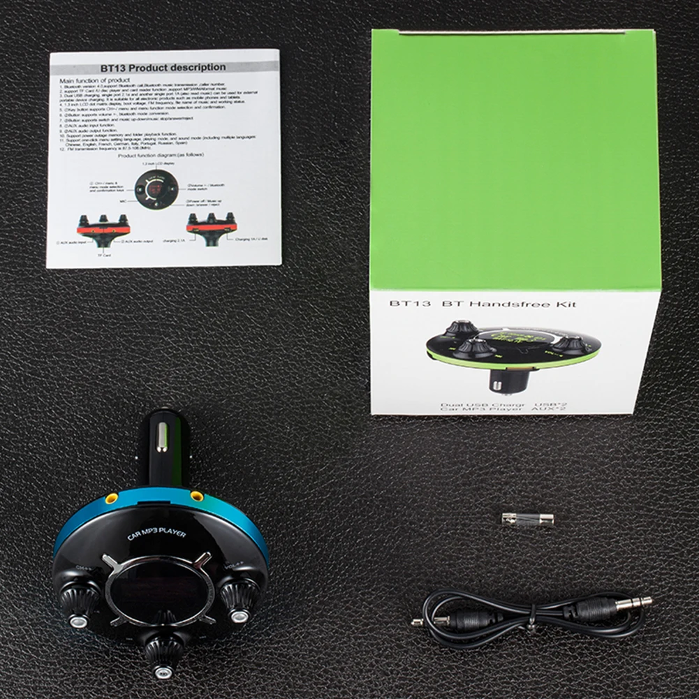 

Multi-functional Car MP3 Player Dual USB Charger FM Transmitter Dual USB Charger Bluetooth Car Charger