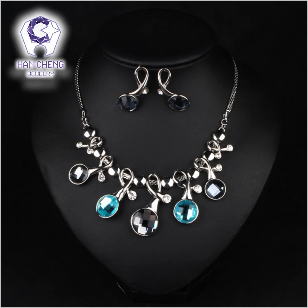 HanCheng женское ожерелье со стразами в комплекте серьги с кристаллами | Украшения и