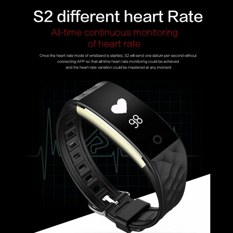 S2 Bluetooth Смарт браслет сенсорный экран монитор сердечного ритма смарт для