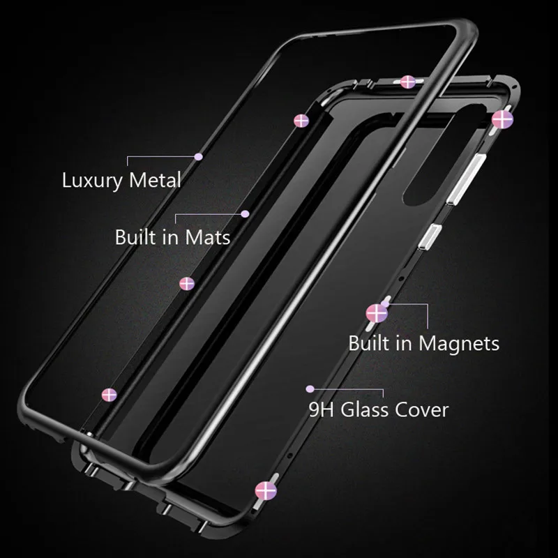 DaTTap Магнитный адсорбционный чехол для телефона для OPPO AX7 A7 Магнитная металлическая рамка Прозрачный чехол из закаленного стекла для OPPO A7 чехол s Capa