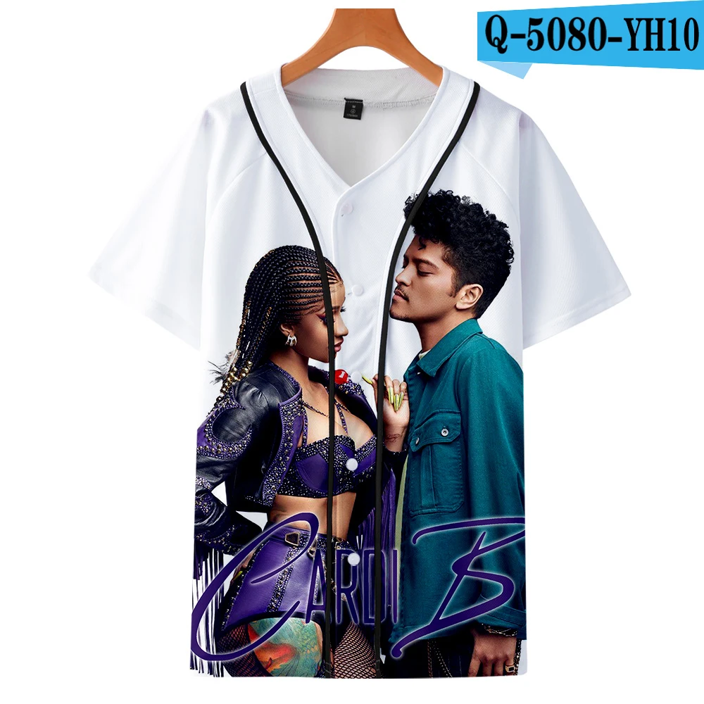 Мужские/женские летние топы, одежда Бейсбольная Футболка Cardi B 3D Harajuku бейсбольные хип хоп футболки короткий рукав - Цвет: Q5080