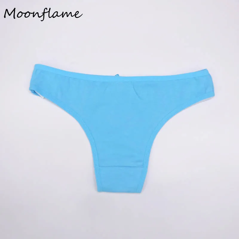 Moonflme 5 шт./лот 6 сплошной цвет хлопок женские бикини стринги Нижнее белье 86378