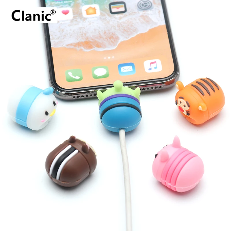 Мультфильм животных кабель протектор для iphone usb сматывание кабеля провода Держатель Кабельный органайзер для iphone x 8 7 plus милый