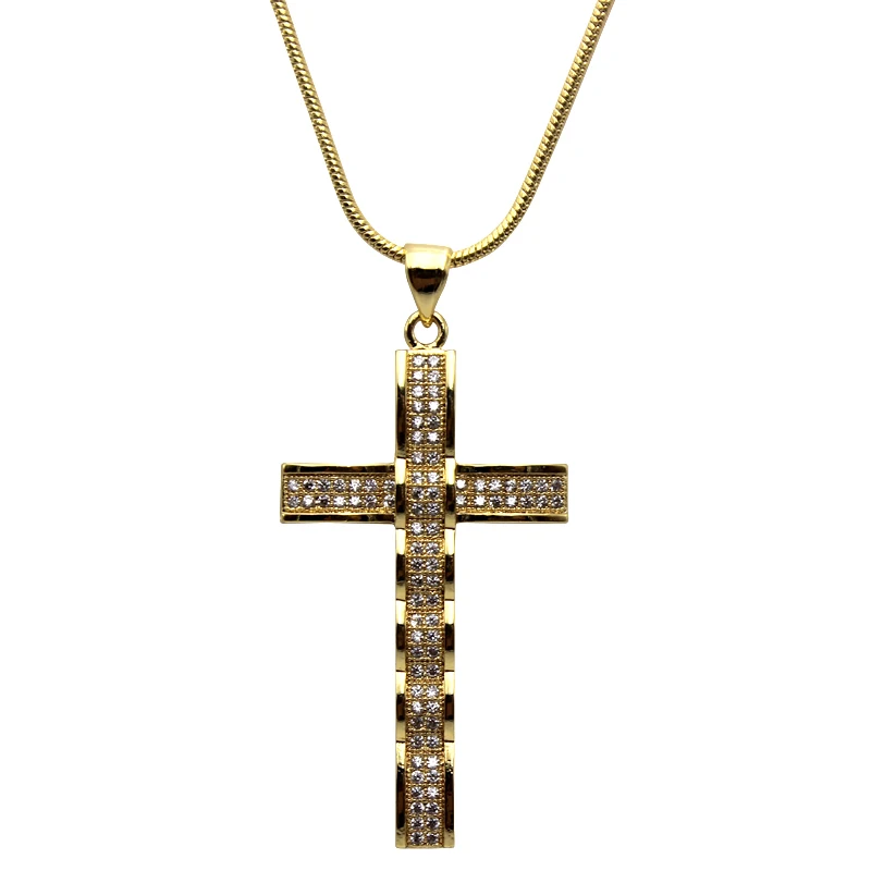Bling CZ мужское ожерелье с подвеской льдом ААА Циркон крест кулон медный материал