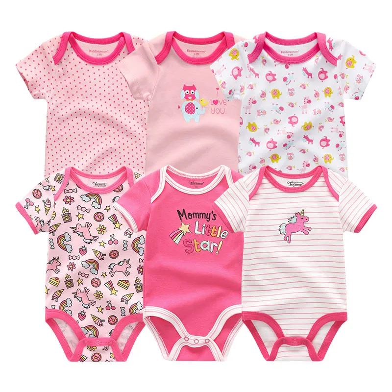 baby girl clothes13 6 шт./лот из хлопка для новорожденных 0-12 M для маленьких девочек одежда Боди Roupa de bebe летние для маленьких мальчиков одежда Костюмы комплекты единорог - Цвет: baby girl clothes13
