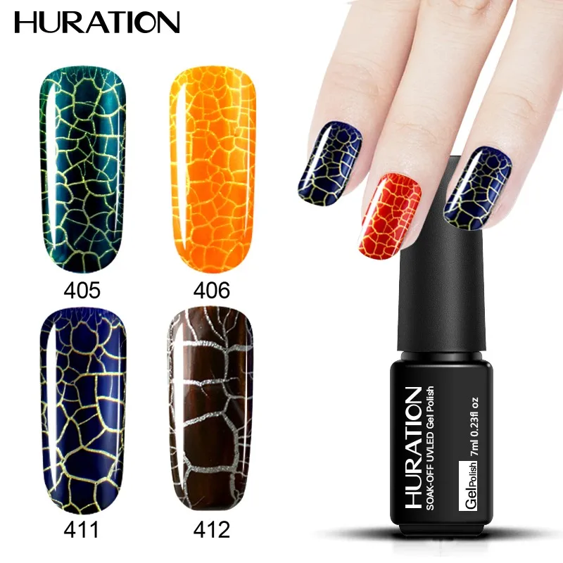 Huration Professional 7ML Nail Gel Polish Crack Shatter Colorful LED UV Varnish Soak Off Base Cracking Fashion Lacquer | Красота и