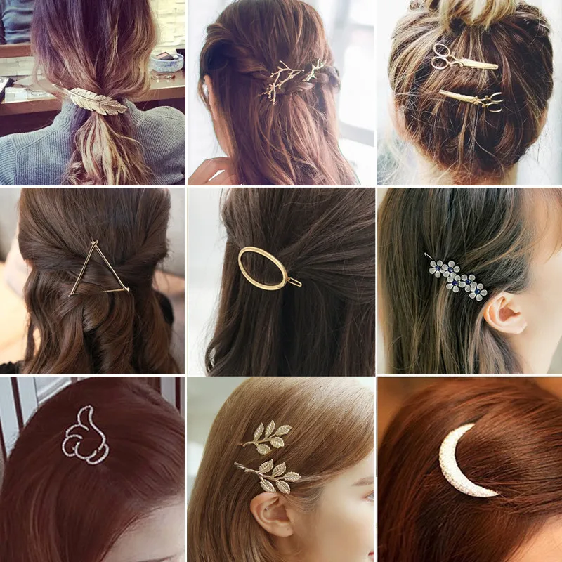 

Fashion Geometry Hairpins Women Girls Snap Hair Clips Pin Barrette Accessories For Hair Women Girls Hairclip Headdress Headwear