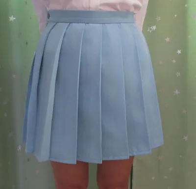 Water blue Японская JK macarons плиссированная Униформа юбка школьная форма юбка высокая талия сплошной цвет юбка многоцветный - Цвет: Water blue