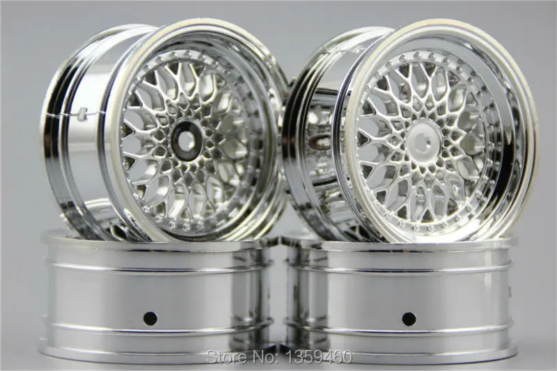 4 шт. 1/10 Touring и Drift Car нейлон обод колеса Y12C(хром) 3/6/9 мм смещение для 1:10 Touring и дрейф автомобиль 1/10 обода 10036