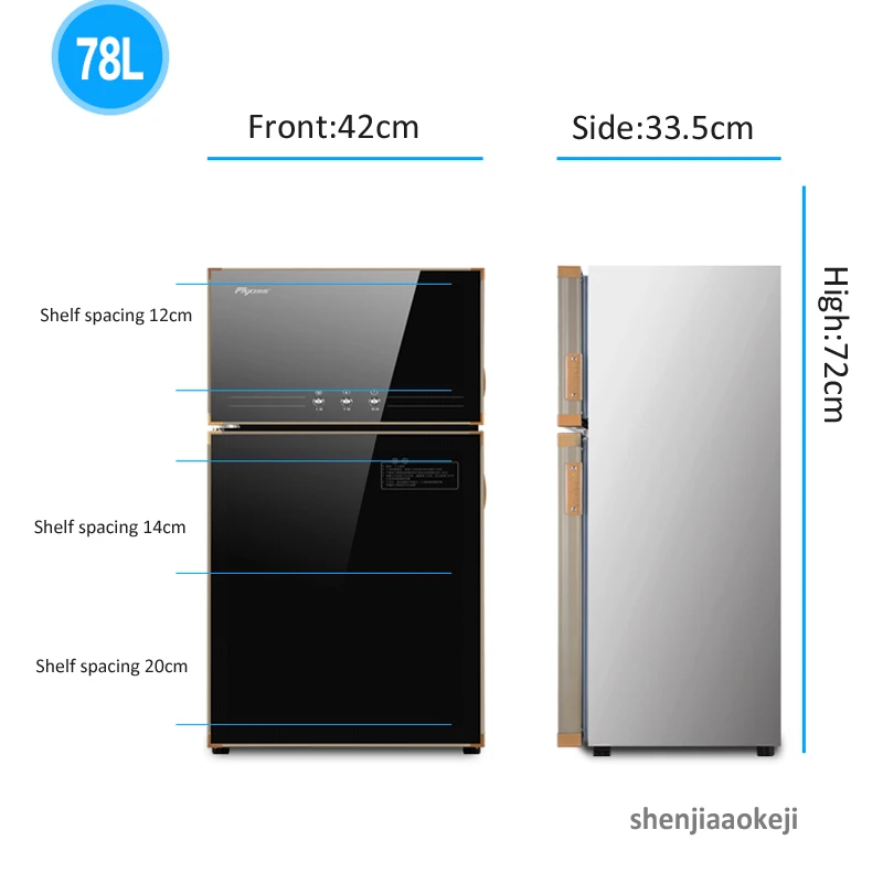 

78L double door disinfection cabinet ozone high temperature disinfection cleaning cabinet mini household cupboard 700W 220V