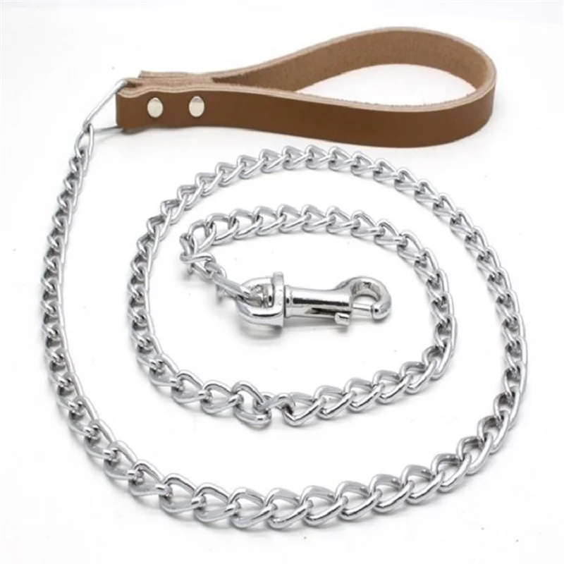 Домашнее животное Анти укус цепи тягового каната 100 см в длину натуральная кожа