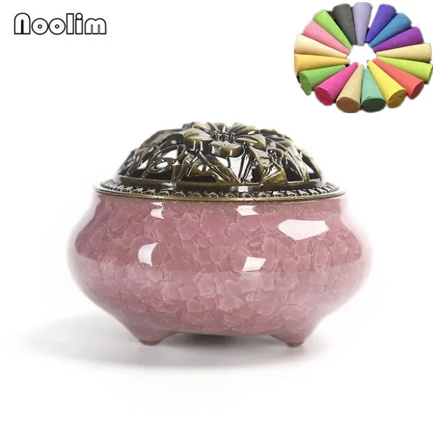 07 with 20pcs Mixed NOOLIM Celadon ароматическая печь керамическая Будда античный сплав Благовония из сандалового дерева горелка для благовоний - Цвет: 07 with 20pcs Mixed