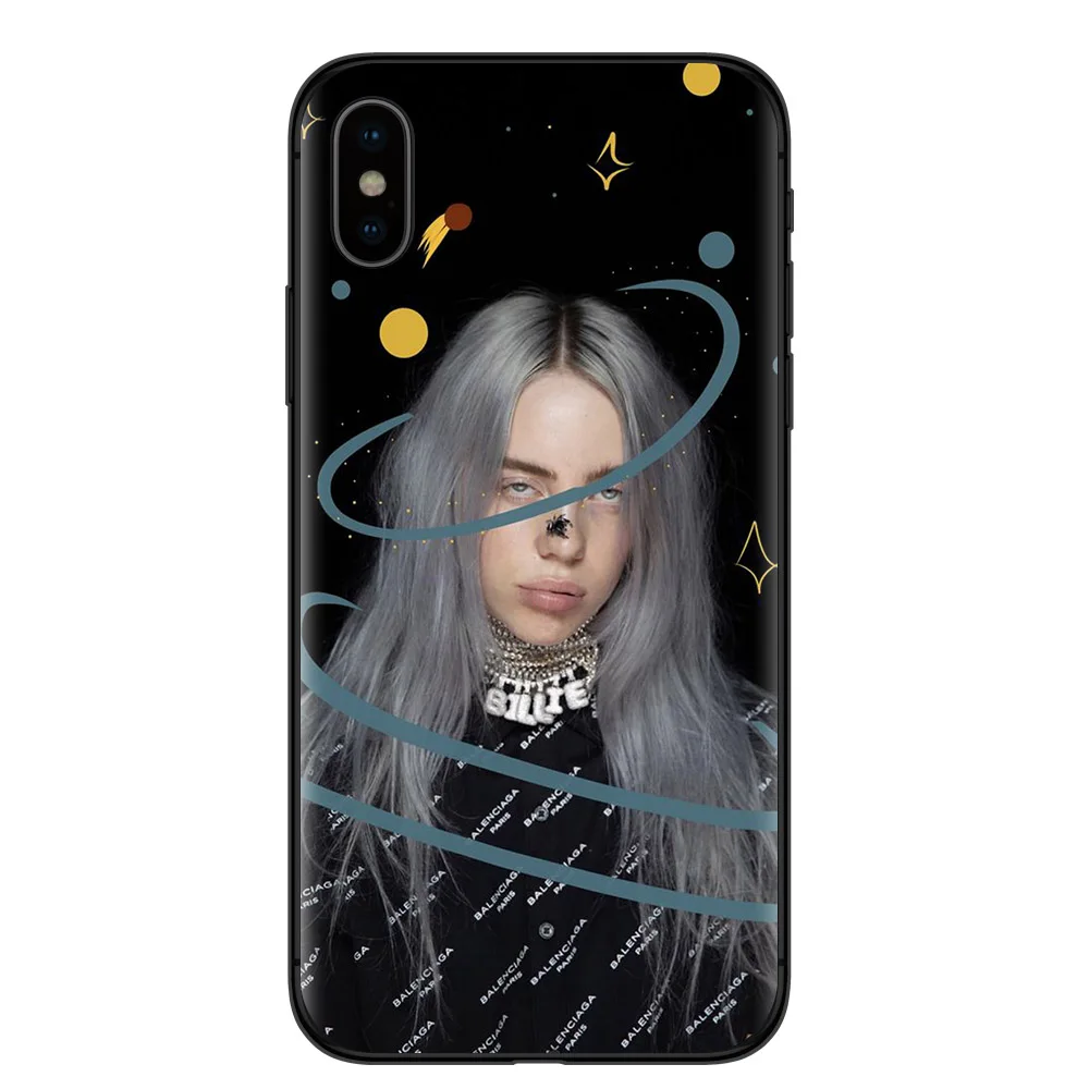Billie eilish rainbow blohsh глаза океана черный мягкий чехол для телефона iPhone X 5 5S SE 6 6splus 7 7Plus 8 8Plus XR XS MAX