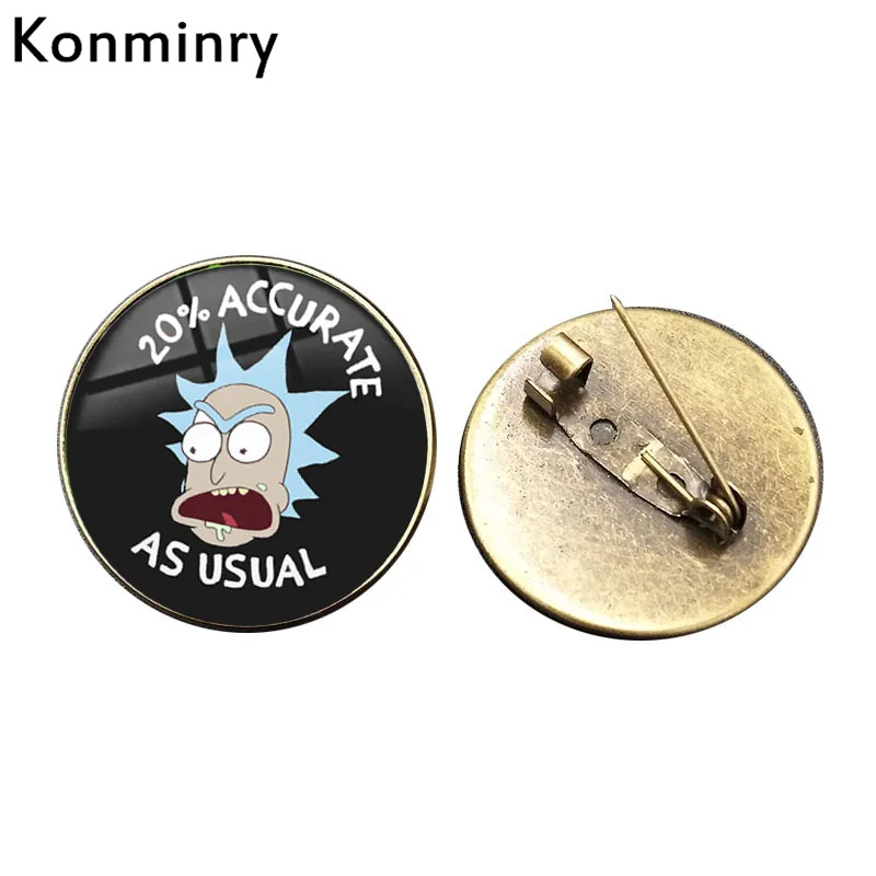 Bronze Konminry Science fiction мультфильм Рик и Морти булавки броши круглый стеклянный кулон ручной работы Подарки для женщин и мужчин брошь ювелирные изделия - Окраска металла: Bronze