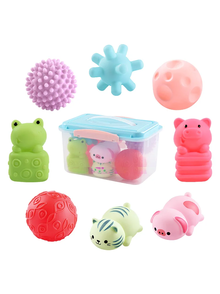 8pcs Grasp Balls Детские погремушки захватывающий мяч мягкие шарики массажные с резиновым покрытием Прорезыватели сжимаемые игрушки мяч для ванной игрушки - Цвет: 8pcs Grasp Balls